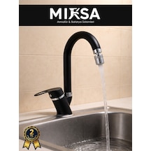 Siyah-krom Baston Borulu Oynar Başlıklı Perlatörlü Banyo Lavabo Bataryası, Çiftsugirişli