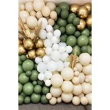 Beysüs Krem Okaliptüs Beyaz Gold Krom 60 Adet Balon Zincir Ve Pompa Seti Standart