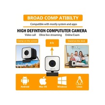 Dashanshop Zoom7 4k Pc Laptop Webcam Dahili Mikrofonlu Otomatik Odaklama Beyaz Dengesi