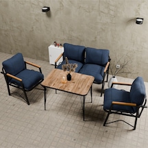 Mb Garden Furnıture Simetri Model, Balkon, Bahçe, Cafe, Metal Koltuk Takımı, Bahçe Takımı , Çay Seti, 2 1 1 Masa Lacivert