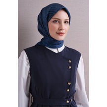 Armine Tivil Saf İpek Eşarp 9628 80 Mavi Çizgi Desen
