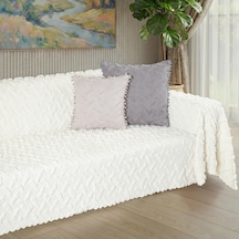 Ponela Koltuk Örtüsü Kaymaz Bohem Punch Kabartmalı 3 Boyutlu 175x300 Cm Large Kaymaz, Ekru