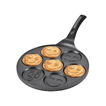 27 Cm Döküm Granit Emojili Pancake Tavası Yapışmaz Granit Kaplama Krep Ve Pancake Tavası Dayanıklı Ve Eşit Çok Renkli
