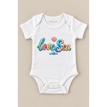 Babylimon Love Sea Beyaz Kısa Kollu Çıtçıtlı Bebek Zıbını Beyaz - 930083784 Beyaz
