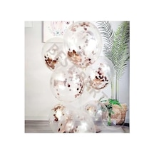10'lu Rose Gold Konfetili Şeffaf Latex Balon Seti 2 Yaş Mavi