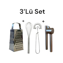 4 Parça 3'lü Mutfak Seti Koncıs Sarımsak Ezici Idealısk Rende Idealısk 2 Li Çırpıcı - 614490798 Diğer