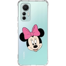 Xiaomi Mi 12 Lite Uyumlu Köşe Korumalı Antişok Kapak Minnie Mouse Tasarımlı Şeffaf Silikon Kılıf