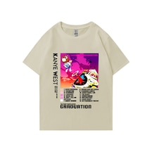 Flood Of Style Sıcak Satış Kanye West Mezuniyet Grafik Baskı T Shirt Erkek Kadın Rahat Hip Hop Streetwear Bo Bej