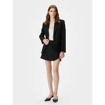 Koton Blazer Ceket Tek Düğmeli Kapaklı Cepli Siyah 4sak50010uw 4SAK50010UW999 Siyah