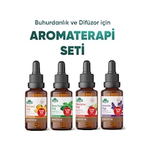 Arifoğlu Aromaterapi 4'lü Uçucu Yağ Seti Portakal Lavanta Okaliptus Nane Yağı Buhurdanlık Difüzör İçin %100 Saf Bitkisel Esansiyel Yağ Seti 4x20 Ml 80 G