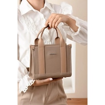 Just Polo Kadın Yeni Sezon Orta Boy Şık El Ve Omuz Çantası Shoulder Bag Krem - Taba