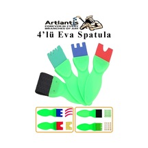 Eva Spatula 4 Lü 1 Paket Plastik Doku Tarağı Fırçası Okul Öncesi Boya Sünger Fırça Seti Çocuklar İçin Plastik Saplı