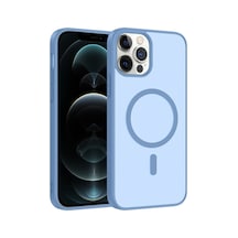 İphone 12 Pro Kılıf Magsafe Kamera Korumalı Mat Parmak İzi Tutmayan Ata Pro Tech Baby Blue