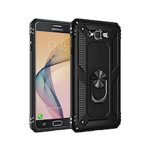 Galaxy Uyumlu J7 Kılıf Sofya Yüzüklü Silikon Kapak - Siyah Renk