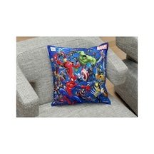 Avengers Heroes Mavi Desenli Kare Yastık Kılıfı Mavı