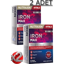 2 Adet Nutraxin Iron Max 30 Adet Tablet - Demir, Vitamin C, B6, Folik Asit, B12