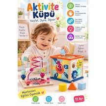 Topbright Ahşap Aktivite Küpü 5 İ 1 Arada Montessori Eğitici Oyuncak 12 Ay+