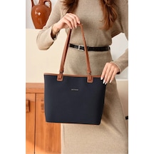 Just Polo Kadın Orijinal Just Polo Yeni Sezon Büyük Boy Lüks El Çantası Shopper Ebat : 25 X 30 Cm Lacivert - Taba