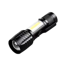Wison Ws-5454 Taktik El Feneri Usb Şarj Edilebilir Kamp Feneri Cob Zumlanabilir Mini Taşınabilir El Feneri Gri
