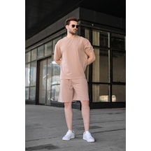 Madmext Taş Rengi Tensel Kumaş Erkek Şort Tişört Takım E7349 Taş Rengi Madmext Taş Rengi Tensel Kumaş Erkek Şort Tişört Takım E7349 Taş Rengi