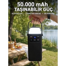 Led Aydınlatmalı Powerbank 50.000 Mah 22,5 W Hızlı Şarj 4 Dahili Kablolu Dijital Pil Göstergeli Bata