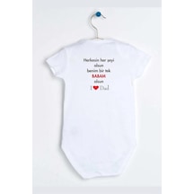 Hediyenza Bir Tek Babam Olsun Özel Tasarım Bebek Zıbın Pamuklu Çıtçıtlı Body Beyaz