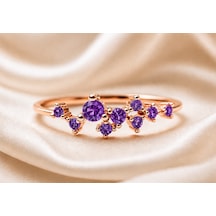 18 Ayar Rose Altın Kaplama Amethyst Star Yüzük, 925 Ayar Zirkon Star Kadın Gümüş Yüzük Pembe Altın Kaplama 18 Ayar Rose Altın Kaplama Amethyst Star Yüzük, 925 Ayar Zirkon Star Kadın Gümüş Yüzük Pembe Altın Kaplama