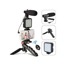 Home Paket Kit Video Fotoğraf Çekim Bluetooth Kumandalı Işık Ring Youtuber Set Çok Renkli