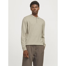 Jack & Jones Erkek Polo Gömlek Einfarbig Bej Sweatshirt - 12268210