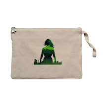 She Hulk City Krem Clutch Astarlı Cüzdan / El Çantası Krem
