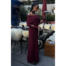 Lijuri Madonna Yaka Premimum Elbise 2828 R2-a-k2 Bordo
