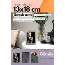 Fırçalı Gümüş-20mm Çerçeve Camlı 13x18 Cm Fotoğraf Resim Çerçevesi Ayaklı Veya Duvara Asma Yatay-dikey 00202472
