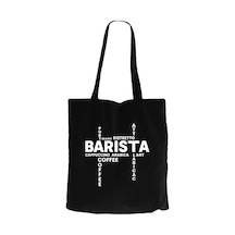 Barista Modern Tasarım Siyah Fermuarlı Bez Çanta Gabardin