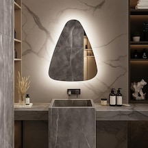 60x77 Cm Modern Asimetrik Led Ayna Dokunmatik, Dim Edilebilir, 6500k Beyaz Işık Banyo Aynası Beyaz