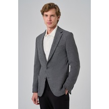 Morven Erkek Siyah Poliviskon Trend Desenli Slim Fit Mono Yaka Dokuma Ceket 26ks002001001 Siyah