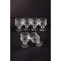 Ayaklı Kahve Yanı Bardağı Kristal Kesim Shot Bardak 7cm X 4 Cm 6 Lı Set 124-Pembe