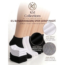 Km Collections 6'lı Ekonomik Paket Pamuklu Kısa Çorap Kadın&erkek Karışık