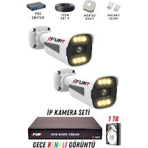 Fury 2 Kameralı Ip Güvenlik Kamerası Seti 4mp Gece Renkli Su Geçirmez 1506 1tb