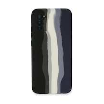 Samsung Galaxy Uyumlu  A03s Kılıf Ebruli Lansman Silikon - Siyah-lacivert