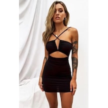 Fantezi Seksi Göbek Ve Sırt Dekolteli Fantazi Elbise Hf101563 Siyah