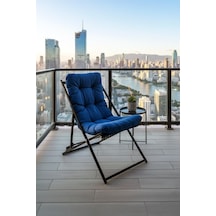 Napper Katlanabilir Mavi Şezlong - Su Geçirmez Kumaş, Metal İskelet, Balkon Ve Bahçe Sandalyesi Genel