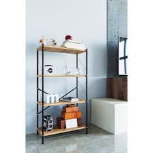 Dört Katli Çok Amaçli Rafli Kitaplik Syah Profil Çam Sunta 60x24x115 Cm Mtl018 Siyah-çam