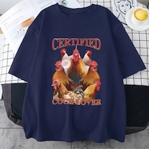 Flood Of Style Komik Tavuk Meme Grafik T-shirt Erkek Kadın Klasik Yüksek Kaliteli Giyim % 100% Pamuk Te Lacivert