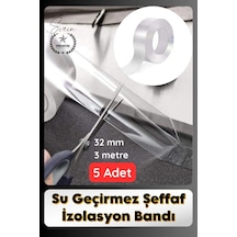 Sızdırmazbant 5 Adet Su Geçirmez Şeffaf İzolasyon Bandı Tezgah Lavabo Kenar Tamir Güçlü 38mm X 3m