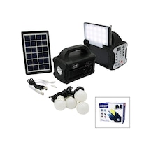 3ın1 - Solar 2in1 Sabit+oynar Başlı El Feneri - Radyo - Mp3 Bluetooth - Usb/ Tf Port - 4 Parça Ampul Kablolu - Powerbank 5570 Kırmızı