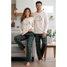 Bella Notte Erkek Yeşil Ekoseli Baskılı Şirin Çift Pijama Takımı