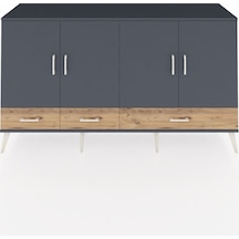 Kronos Konsol 6 Raflı 3 Çekmeceli 4 Kapaklı 176x59x99 Antrasit-an Antrasit-antrasit/çam