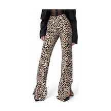 Hiccup Squalo Yüksek Belli Geniş Paça Leopar Pantolon Çok Renkli