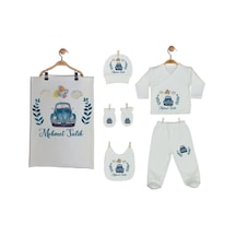 Pia Baby 2011 İsme Özel Arabalı Bebek Battaniye Zıbın Set Mavi