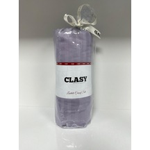 Clasy Ranforce Lastikli Çarşaf Seti Tek Kişilik Çizgili Düz Mor Çok Renkli